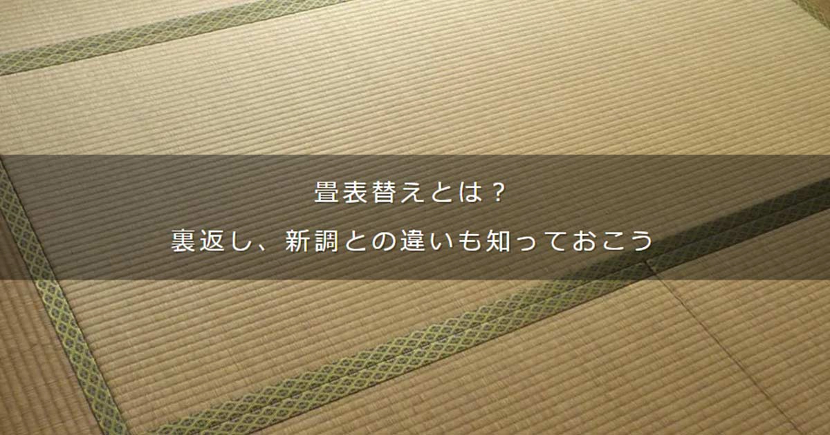 畳表替えとは？ 裏返し、新調との違いも知っておこう｜DAIKEN