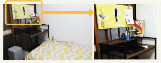 デスクとベッドを向かい合わせに配置した場合の参考画像