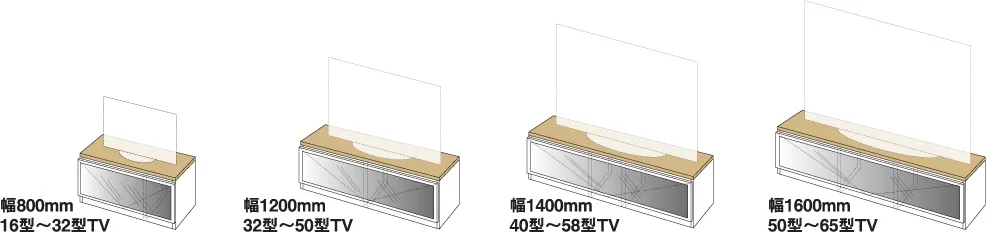 カスタマイズ豊富の壁面固定型テレビ台サイズ