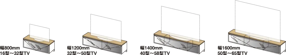 床から浮かせて見た目も機能性も兼ね備えたテレビ台サイズ