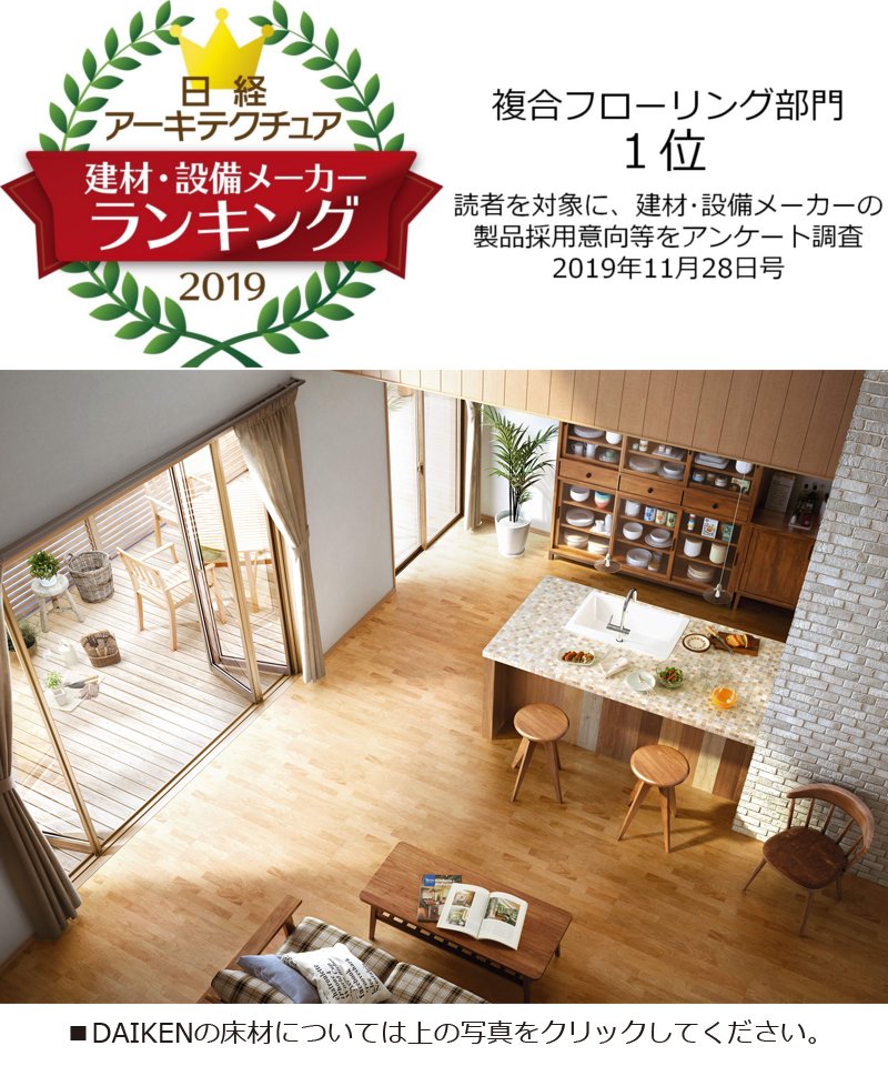 日経アーキテクチュア建材・設備メーカーランキング2019　複合フローリング部門1位