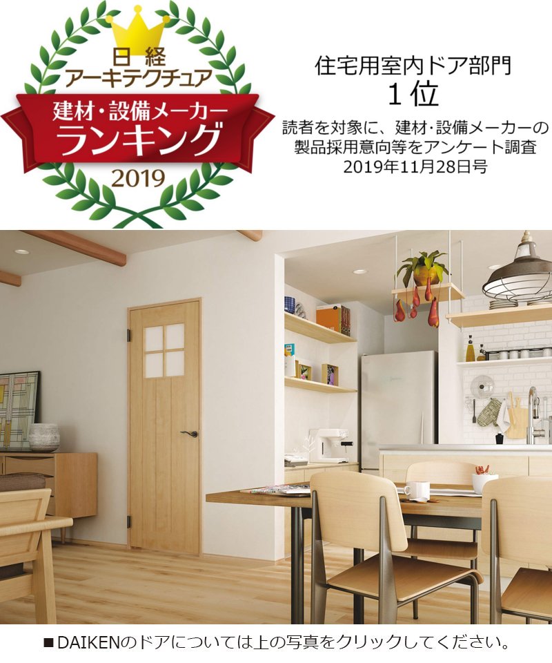 日経アーキテクチュア建材・設備メーカーランキング2019　住宅用室内ドア部門1位