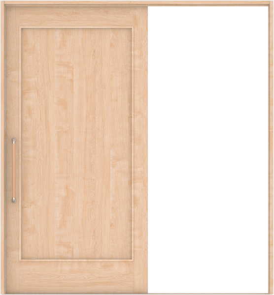 リビングドア　ハピア　巾広引戸・片引　扉セット　０１デザイン　１８７５幅用　２０００高　〈ミルベージュ〉　左右兼用　空錠　にぎりバー〈Ｔシルバー〉　ラクラクローズ付