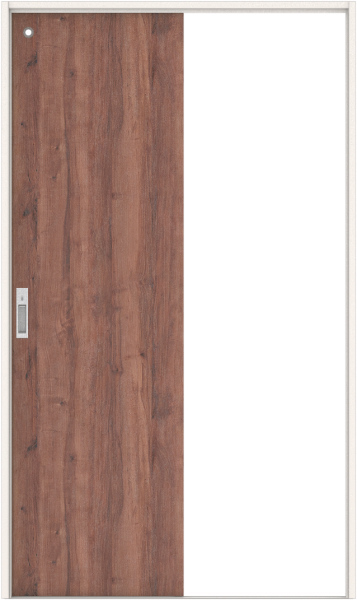 リビングドア　ハピアトレンドウッド調　引戸・片引　扉セット　０Ｐデザイン　１１９５幅用　２０００高　〈ワインブラウン〉　左右兼用　カマ錠付　表示錠　ラクラクローズ付