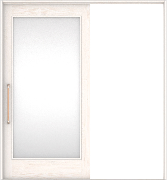 リビングドア　ハピア　巾広引戸・片引　扉セット　２１デザイン　１８７５幅用　２０００高　〈ネオホワイト〉　左右兼用　空錠　にぎりバー〈Ｔシルバー〉　ラクラクローズ付