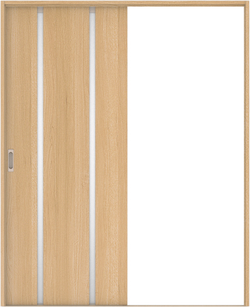 リビングドア　ハピア　引戸・片引　扉セット　３Ｐデザイン　１７４５幅用　２０００高　〈ライトオーカー〉　左右兼用　空錠　ラクラクローズ付