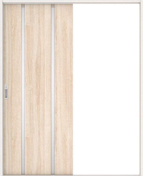 リビングドア　ハピアトレンドウッド調　引戸・片引　扉セット　３Ｐデザイン　１６４５幅用　２０００高　〈コットンベージュ〉　左右兼用　カマ錠付　表示錠　ラクラクローズ付