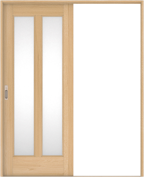 リビングドア　ハピア　引戸・片引　扉セット　４６デザイン　１７４５幅用　２０００高　〈ライトオーカー〉　左引用　カマ錠付　表示錠　ラクラクローズ付
