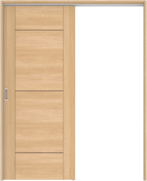 リビングドア　ハピア　吊戸・片引　セット　Ｂ９デザイン　１６４５幅用　２０００高　〈ライトオーカー〉　右引用　空錠　ラクラクローズ付　固定枠１５４