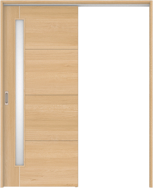 リビングドア　ハピア　吊戸・片引　セット　Ｄ２デザイン　１６４５幅用　２０００高　〈ライトオーカー〉　右引用　空錠　ラクラクローズ付　固定枠１５４