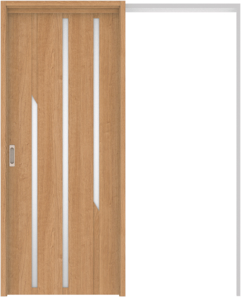 リビングドア　ハピア　吊戸・引込　扉セット　Ｅ３デザイン　１４５０幅用　２０００高　〈ティーブラウン〉　左右兼用　空錠　ラクラクローズ付用