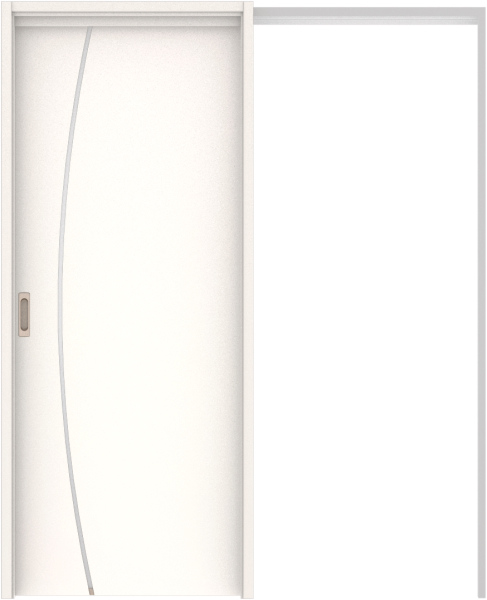 リビングドア　ハピア　吊戸・引込　扉セット　Ｋ４デザイン　１４５０幅用　２０００高　〈モノホワイト〉　左右兼用　空錠　ラクラクローズ付用