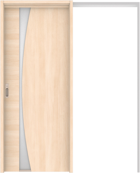 リビングドア　ハピア　吊戸・引込　扉セット　Ｋ５デザイン　１４５０幅用　２０００高　〈クリアベージュ〉　左右兼用　カマ錠付　表示錠　ラクラクローズ付用