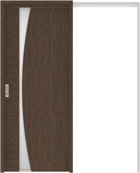 リビングドア　ハピア　吊戸・引込　扉セット　Ｋ５デザイン　１６４５幅用　２０００高　〈オフブラック〉　左右兼用　空錠　ラクラクローズ付用