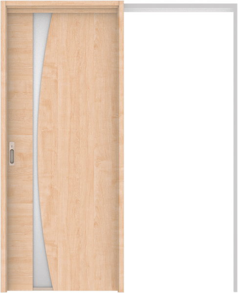 リビングドア　ハピア　吊戸・引込　扉セット　Ｋ５デザイン　１４５０幅用　２０００高　〈ミルベージュ〉　左右兼用　カマ錠付　表示錠　ラクラクローズ付用