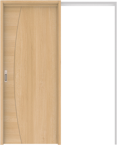 リビングドア　ハピア　吊戸・引込　扉セット　Ｋ６デザイン　１４５０幅用　２０００高　〈ライトオーカー〉　左右兼用　カマ錠付　表示錠　明かり窓付　ラクラクローズ付用