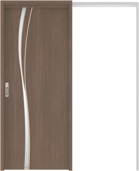 リビングドア　ハピア　吊戸・引込　扉セット　Ｋ７デザイン　１６４５幅用　２０００高　〈ダルブラウン〉　左右兼用　カマ錠付　表示錠　ラクラクローズ付用