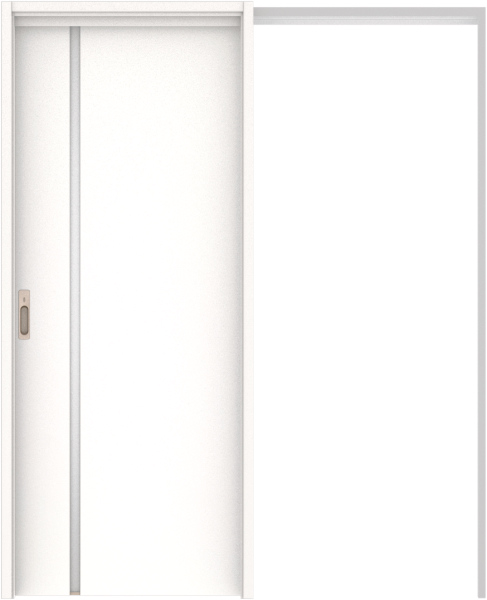 リビングドア　ハピア　吊戸・引込　扉セット　Ｌ９デザイン　１６４５幅用　２０００高　〈モノホワイト〉　左右兼用　カマ錠付　間仕切錠　ラクラクローズ付用