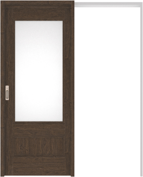 リビングドア　ハピア　吊戸・引込　扉セット　Ｍ２デザイン　１４５０幅用　２０００高　〈オフブラック〉　左右兼用　カマ錠付　表示錠　ラクラクローズ付用