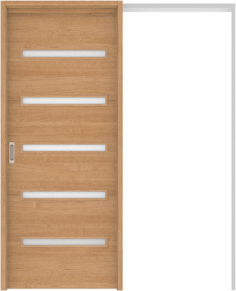 リビングドア　ハピア　吊戸・引込　扉セット　Ｙ４デザイン　１４５０幅用　２０００高　〈ティーブラウン〉　左右兼用　空錠　ラクラクローズ付用