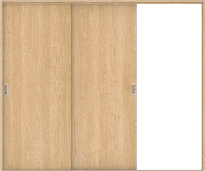 リビングドア　ハピア　引戸・２枚片引　セット　００デザイン　２４３２幅用　２０００高　〈ライトオーカー〉　右引用　空錠　ラクラクローズ付　固定枠１５４　敷居