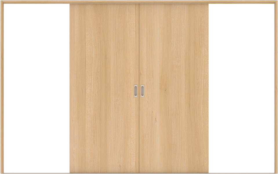 リビングドア　ハピア　引戸・引分　セット　００デザイン　３２５５幅用　２０００高　〈ライトオーカー〉　左右兼用　空錠　ラクラクローズ付　固定枠１５４　敷居