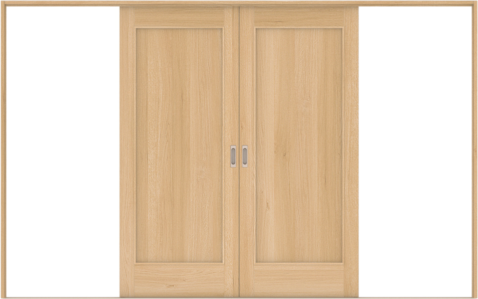 リビングドア　ハピア　引戸・引分　セット　０１デザイン　３２５５幅用　２０００高　〈ライトオーカー〉　左右兼用　空錠　ラクラクローズ付　固定枠１５４　敷居