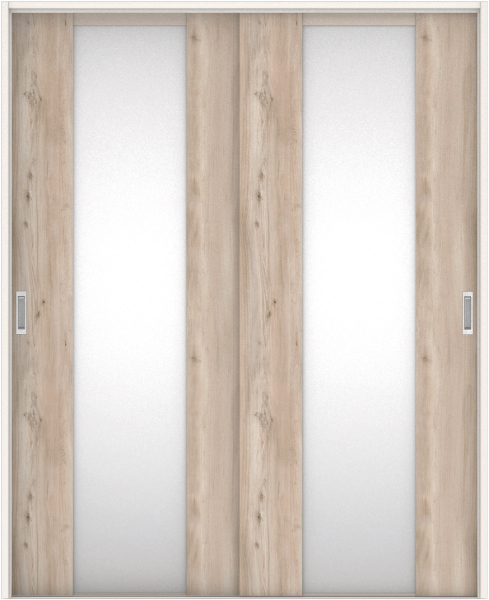 リビングドア　ハピアトレンドウッド調　引戸・引違　セット　 ４Ｐデザイン　１６４５幅用　２０００高　〈スモークグレー〉　左右兼用　空錠　ラクラクローズ付　固定枠１５４　〈モノホワイト〉　敷居　〈ネオホワイト〉