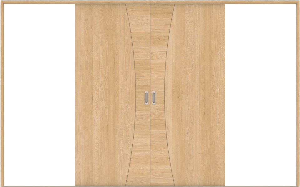 リビングドア　ハピア　引戸・引分　セット　Ｋ６デザイン　３２５５幅用　２０００高　〈ライトオーカー〉　左右兼用　空錠　ラクラクローズ付　固定枠１５４　敷居