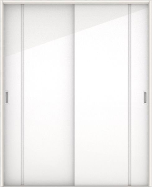 リビングドア　ハピアグロス調　引戸・引違　セット　Ｌ８デザイン　１６４５幅用　２０００高　〈ルミホワイト〉　左右兼用　空錠　ラクラクローズ付　固定枠１５４　〈モノホワイト〉　敷居　〈ネオホワイト〉