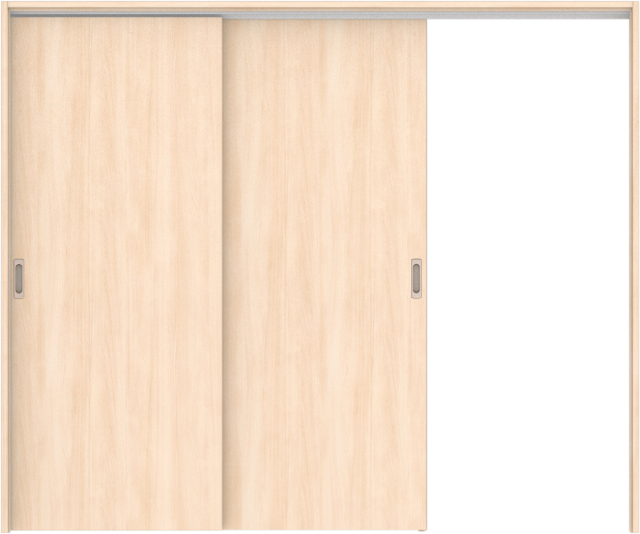 リビングドア　ハピア　吊戸・２枚片引　扉セット　００デザイン　２４３２幅用　２０００高　〈クリアベージュ〉　右引用　空錠　ラクラクローズ付用