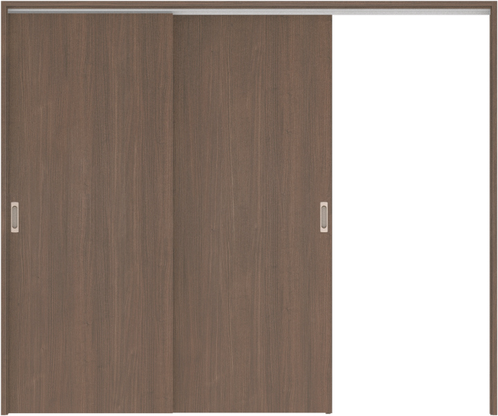 リビングドア　ハピア　吊戸・２枚片引　扉セット　００デザイン　２４３２幅用　２０００高　〈ダルブラウン〉　右引用　空錠　ラクラクローズ付用