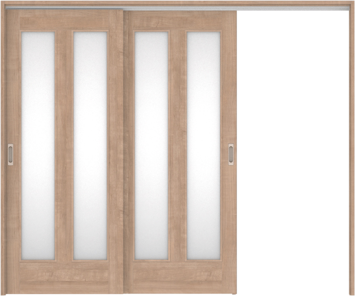 リビングドア　ハピア　吊戸・２枚片引　扉セット　０６デザイン　２４３２幅用　２０００高　〈トープグレー〉　右引用　空錠　ラクラクローズ付用