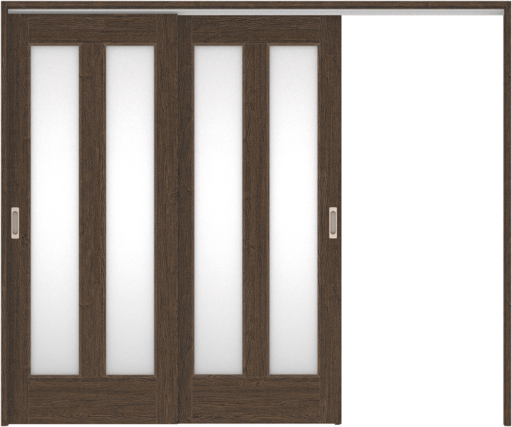 リビングドア　ハピア　吊戸・２枚片引　扉セット　０６デザイン　２４３２幅用　２０００高　〈オフブラック〉　右引用　空錠　ラクラクローズ付用