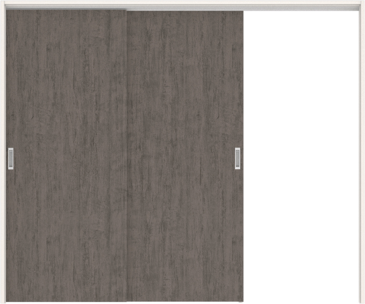 リビングドア　ハピアトレンドウッド調　吊戸・２枚片引　扉セット　０Ｐデザイン　２４３２幅用　２０００高　〈ドライブラック〉　左引用　空錠　ラクラクローズ付用