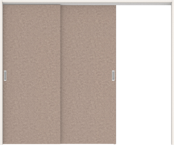 リビングドア　ハピアレザー調　吊戸・２枚片引　扉セット　０Ｐデザイン　２４３２幅用　２０００高　〈リアーピ（グレー）〉　左引用　空錠　ラクラクローズ付用