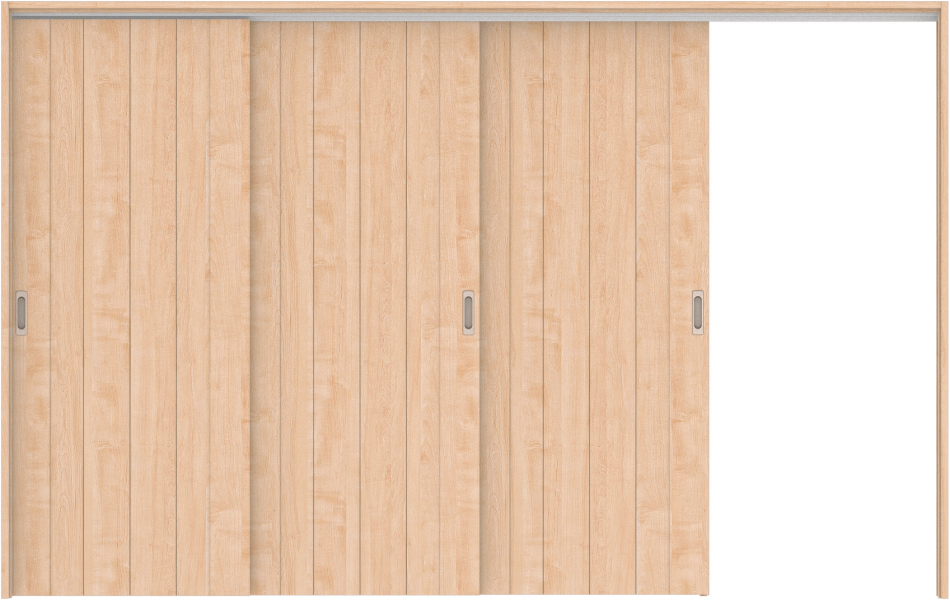 リビングドア　ハピア　吊戸・３枚片引　扉セット　０Ｓデザイン　３２１９幅用　２０００高　〈ミルベージュ〉　右引用　空錠　ラクラクローズ付用