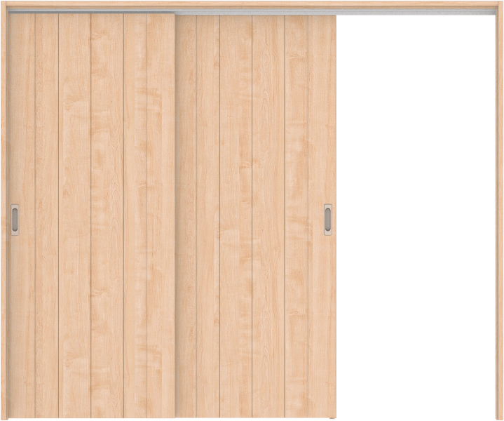 リビングドア　ハピア　吊戸・２枚片引　扉セット　０Ｓデザイン　２４３２幅用　２０００高　〈ミルベージュ〉　右引用　空錠　ラクラクローズ付用