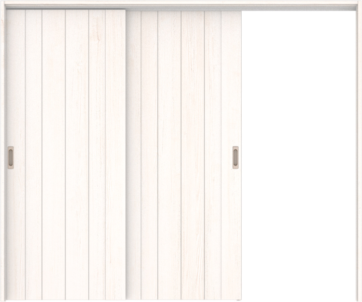 リビングドア　ハピア　吊戸・２枚片引　扉セット　０Ｓデザイン　２４３２幅用　２０００高　〈ネオホワイト〉　左引用　空錠　ラクラクローズ付用