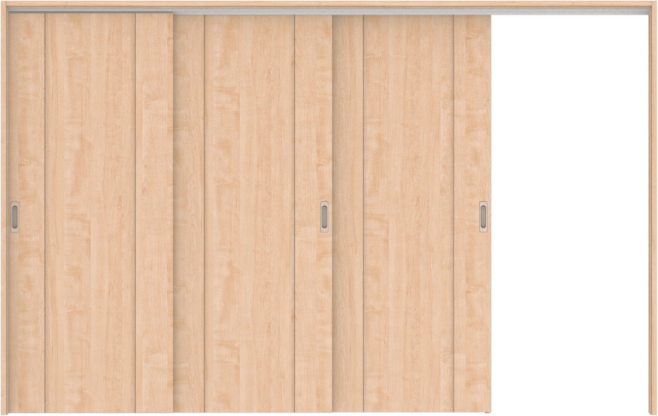 リビングドア　ハピア　吊戸・３枚片引　扉セット　１Ｐデザイン　３２１９幅用　２０００高　〈ミルベージュ〉　右引用　空錠　ラクラクローズ付用