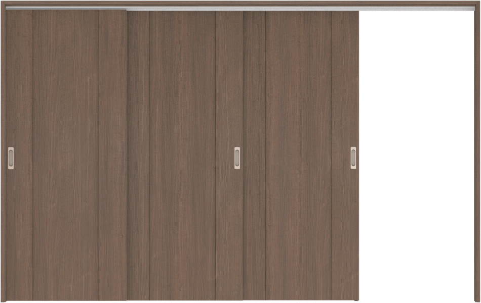 リビングドア　ハピア　吊戸・３枚片引　扉セット　１Ｐデザイン　３２１９幅用　２０００高　〈ダルブラウン〉　右引用　空錠　ラクラクローズ付用