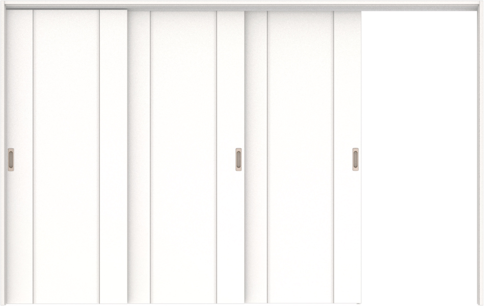 リビングドア　ハピア　吊戸・３枚片引　扉セット　１Ｐデザイン　３２１９幅用　２０００高　〈モノホワイト〉　右引用　空錠　ラクラクローズ付用