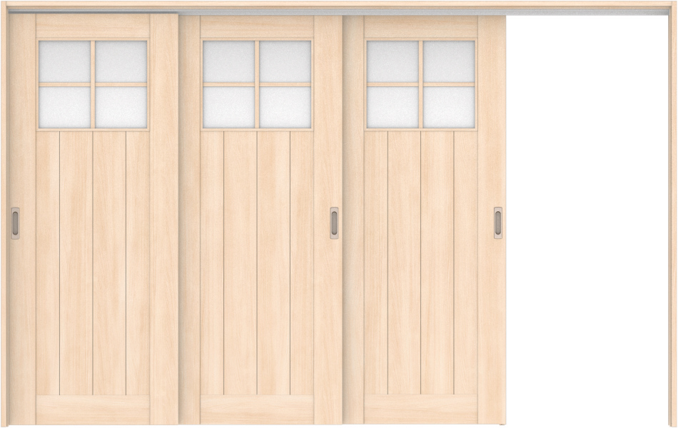 リビングドア　ハピア　吊戸・３枚片引　扉セット　１Ｓデザイン　３２１９幅用　２０００高　〈クリアベージュ〉　右引用　空錠　ラクラクローズ付用