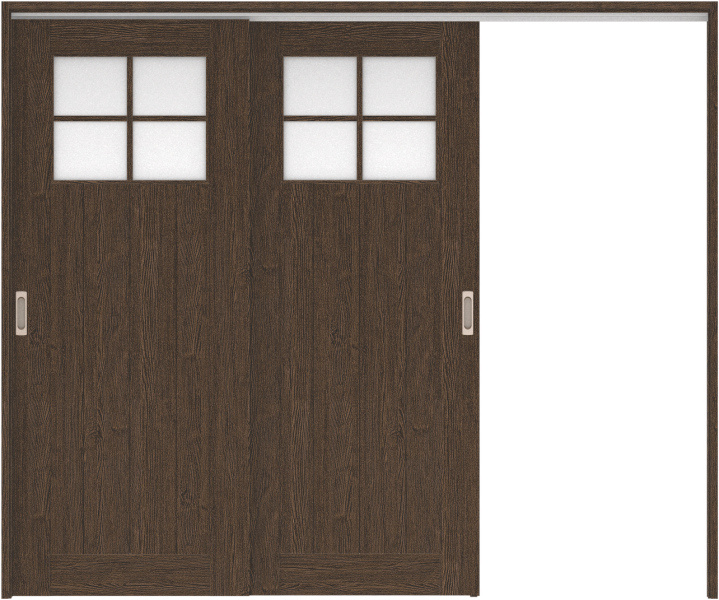 リビングドア　ハピア　吊戸・２枚片引　扉セット　１Ｓデザイン　２４３２幅用　２０００高　〈オフブラック〉　右引用　空錠　ラクラクローズ付用