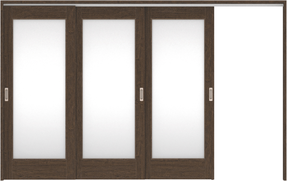 リビングドア　ハピア　吊戸・３枚片引　扉セット　２１デザイン　３２１９幅用　２０００高　〈オフブラック〉　左引用　空錠　ラクラクローズ付用