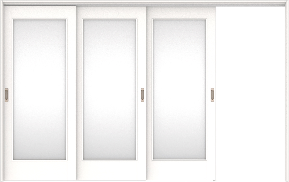 リビングドア　ハピア　吊戸・３枚片引　扉セット　２１デザイン　３２１９幅用　２０００高　〈モノホワイト〉　左引用　空錠　ラクラクローズ付用