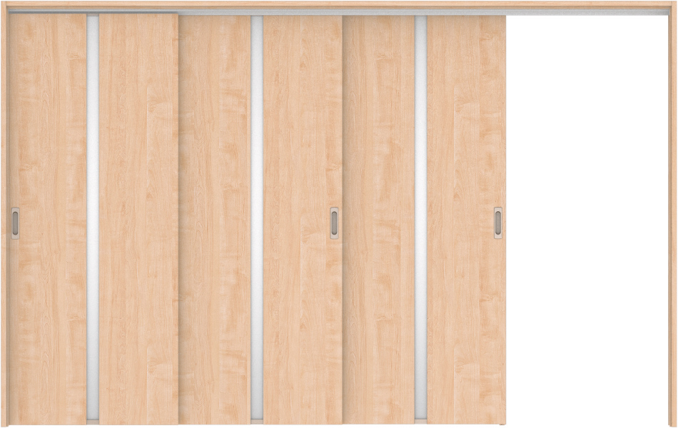 リビングドア　ハピア　吊戸・３枚片引　扉セット　２Ｐデザイン　３２１９幅用　２０００高　〈ミルベージュ〉　左引用　空錠　ラクラクローズ付用