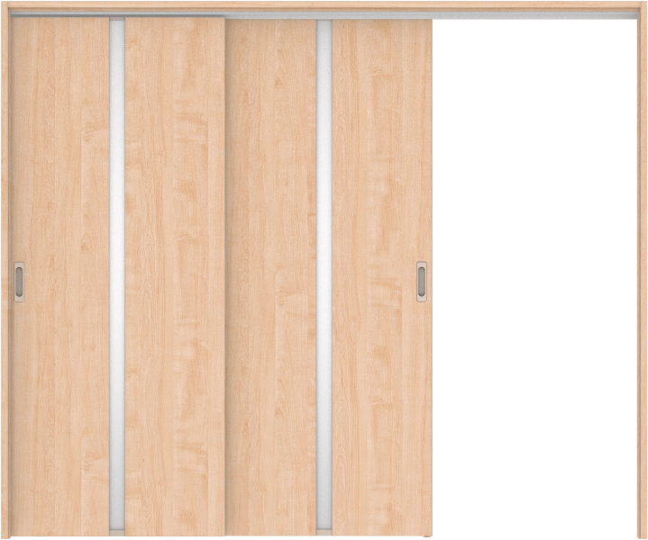 リビングドア　ハピア　吊戸・２枚片引　扉セット　２Ｐデザイン　２４３２幅用　２０００高　〈ミルベージュ〉　左引用　空錠　ラクラクローズ付用