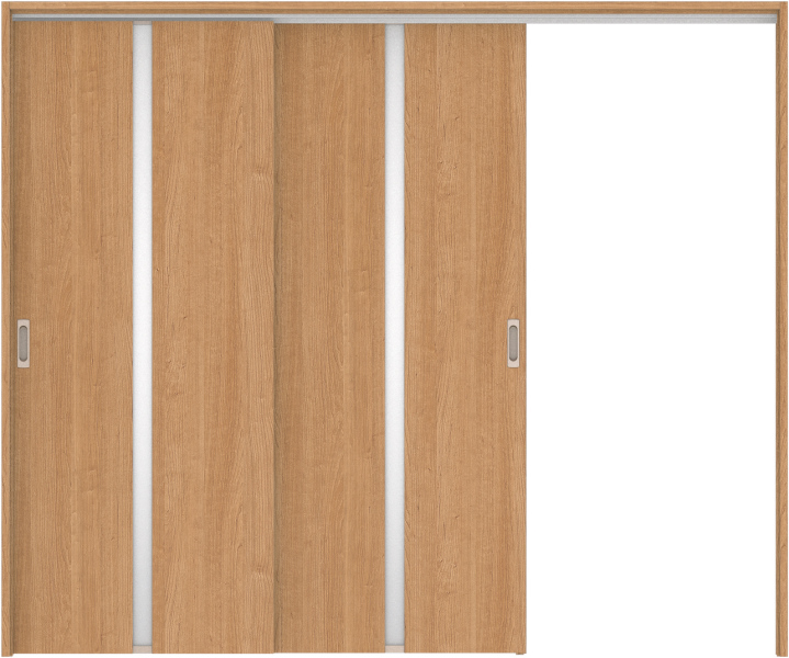 リビングドア　ハピア　吊戸・２枚片引　扉セット　２Ｐデザイン　２４３２幅用　２０００高　〈ティーブラウン〉　左引用　空錠　ラクラクローズ付用