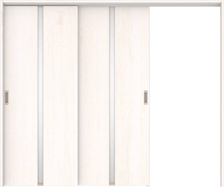 リビングドア　ハピア　吊戸・２枚片引　扉セット　２Ｐデザイン　２４３２幅用　２０００高　〈ネオホワイト〉　右引用　空錠　ラクラクローズ付用
